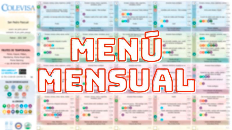 Menú propuesto por Colevisa